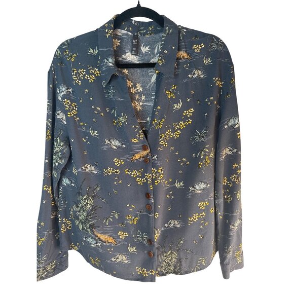 2/$30 ZARA Srpl Collection Large Long Sleeve Viscose Shirt  Botanical & Animal - Picture 1 of 14